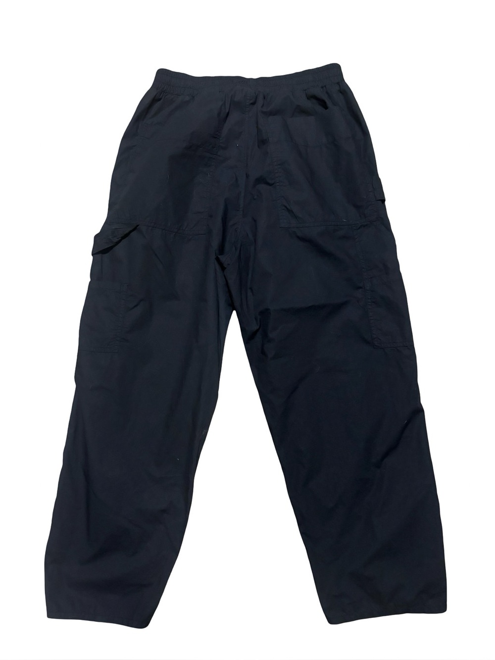 SUNNEI Men's Black Cargo Cotton Utility Streetwear Pants w/ Elastic Waist Large